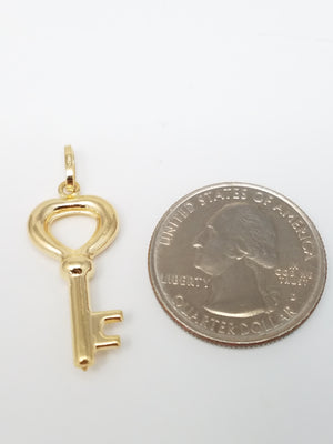 18k Yellow Gold 3D Key Charm/Pendant