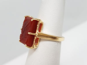 Vintage 14k Yellow Gold Carnelian Cameo Ring