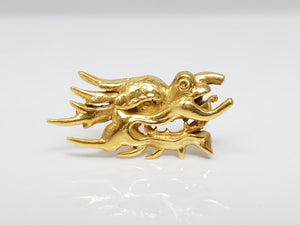 Vintage 18k Yellow Gold Dragon Lapel Pin