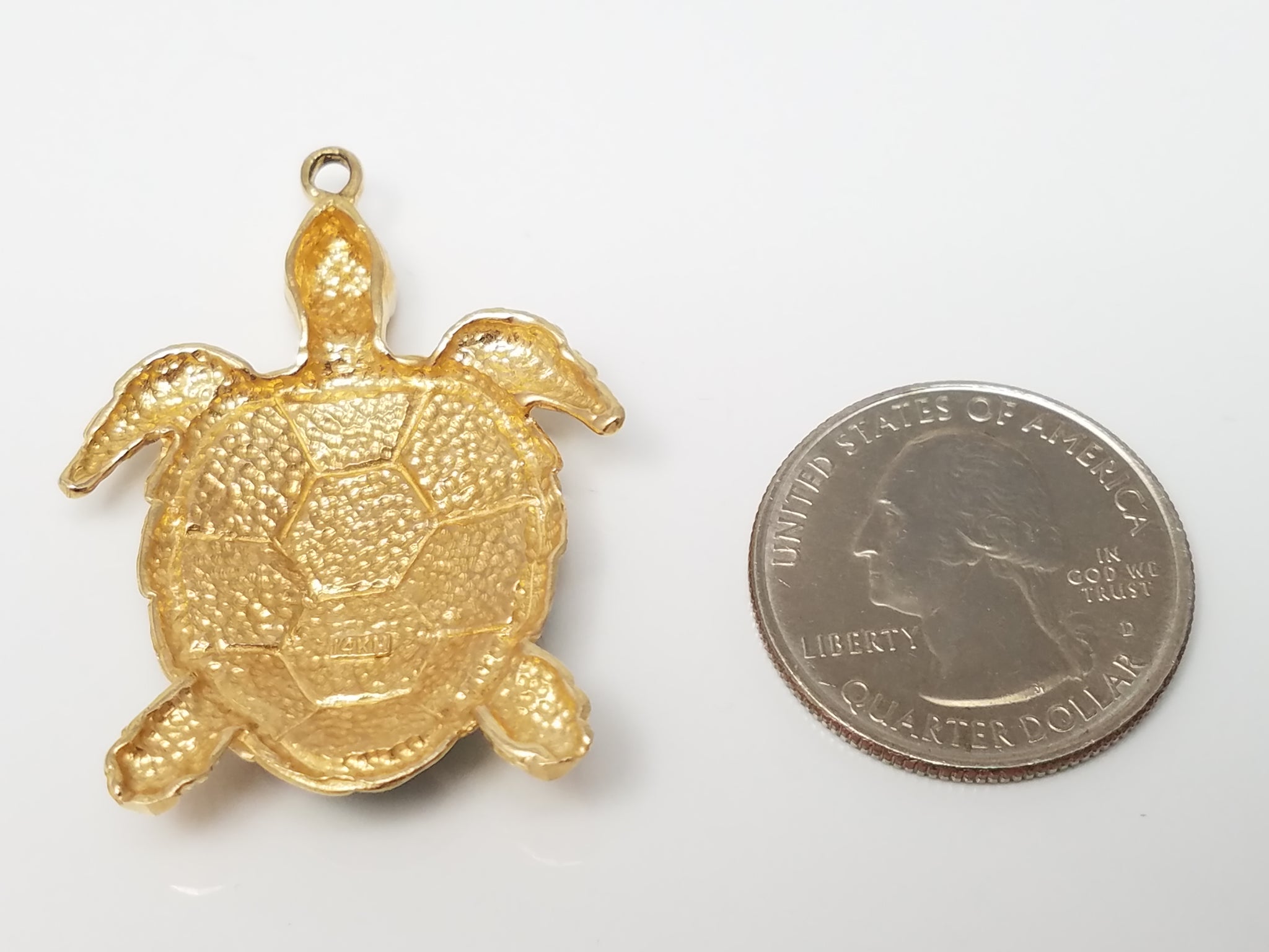 14k Yellow Gold Lab Opal Turtle Pendant