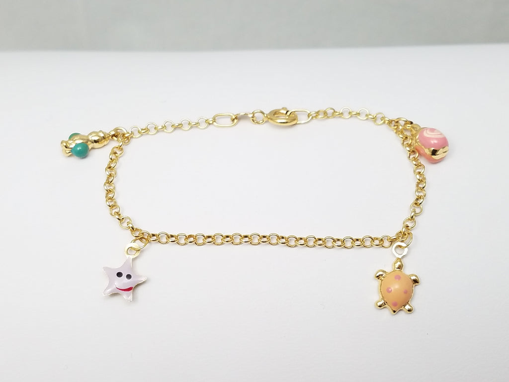 Adorable 18k Yellow Gold Child's Charm Bracelet