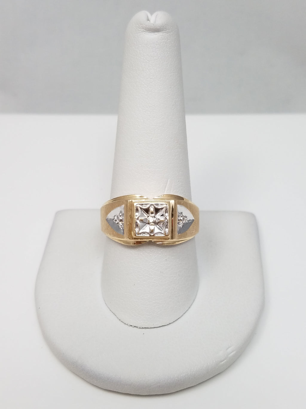 Men's 10k Two Tone Gold Diamond Accented Ring