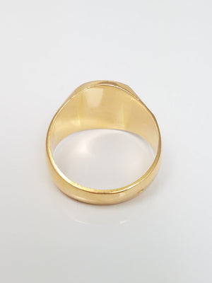 Chic New Solid 18k Yellow Gold Signet Ring