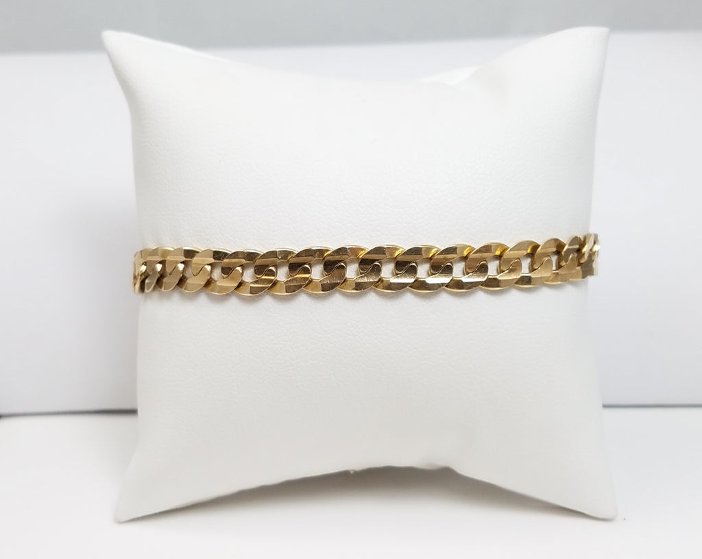 Dynamic 8.75" 10k Solid Yellow Gold Concave Curb Link Bracelet