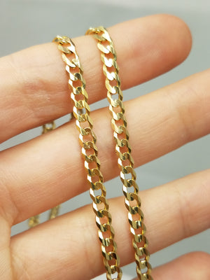 Sporty 27.75" Solid 14k Yellow Gold Concave Curb Link Chain Necklace