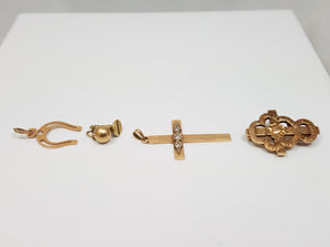 Four Cool Vintage 14k Yellow Gold Charm/Pendant Lot