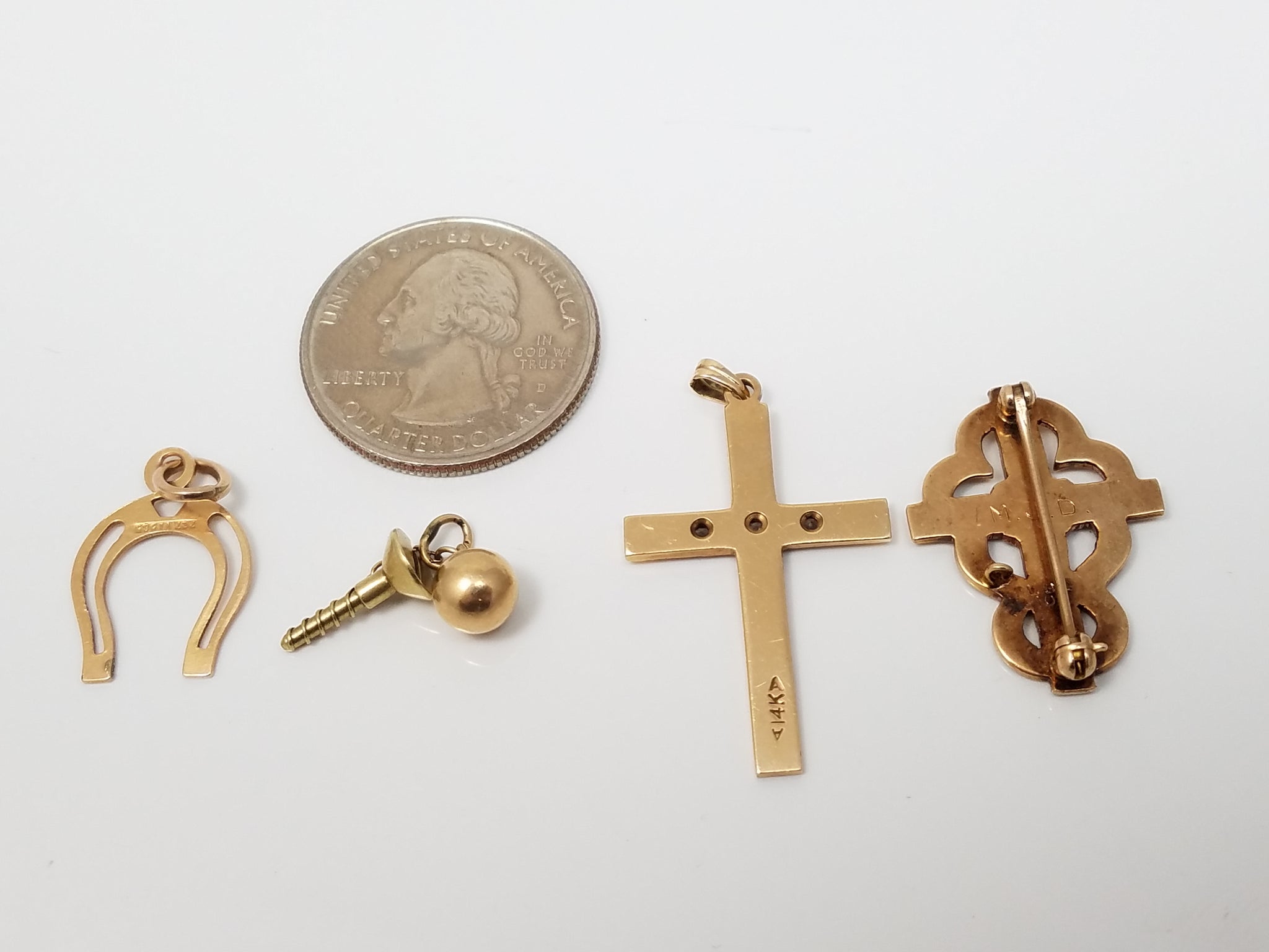 Four Cool Vintage 14k Yellow Gold Charm/Pendant Lot