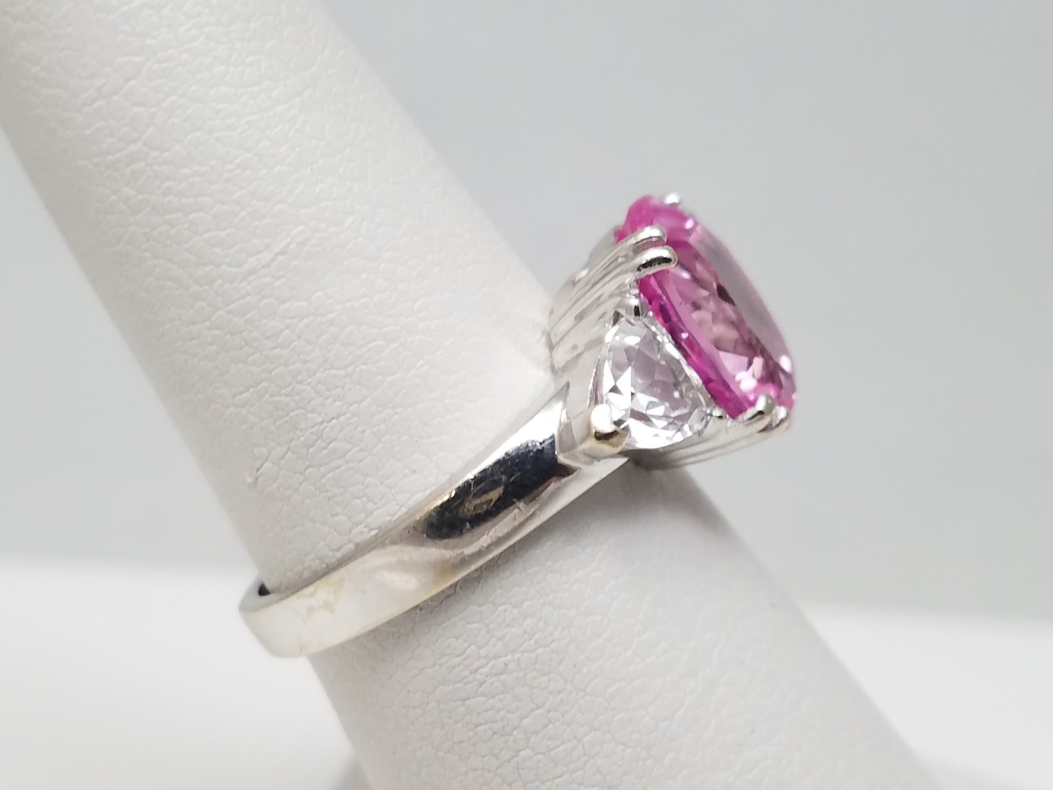 Showy 14k White Gold Lab Created Sapphire Ring