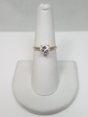 Classic 14k White Gold Natural Diamond Solitaire Engagement Ring