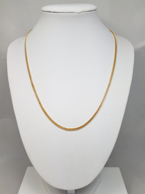 Sleek 18" Solid 14k Yellow Gold Curb Link Chain Necklace