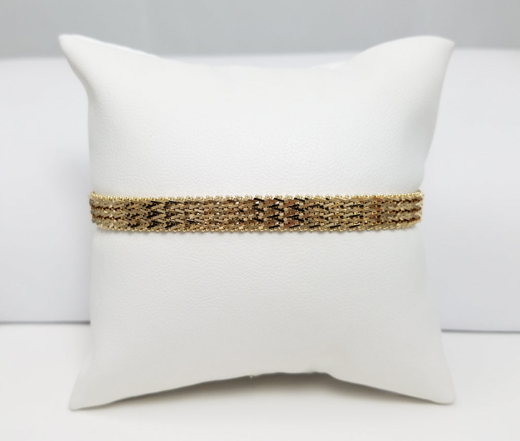 Sophisticated 7" Solid 14k Yellow Gold Riccio Style Bracelet