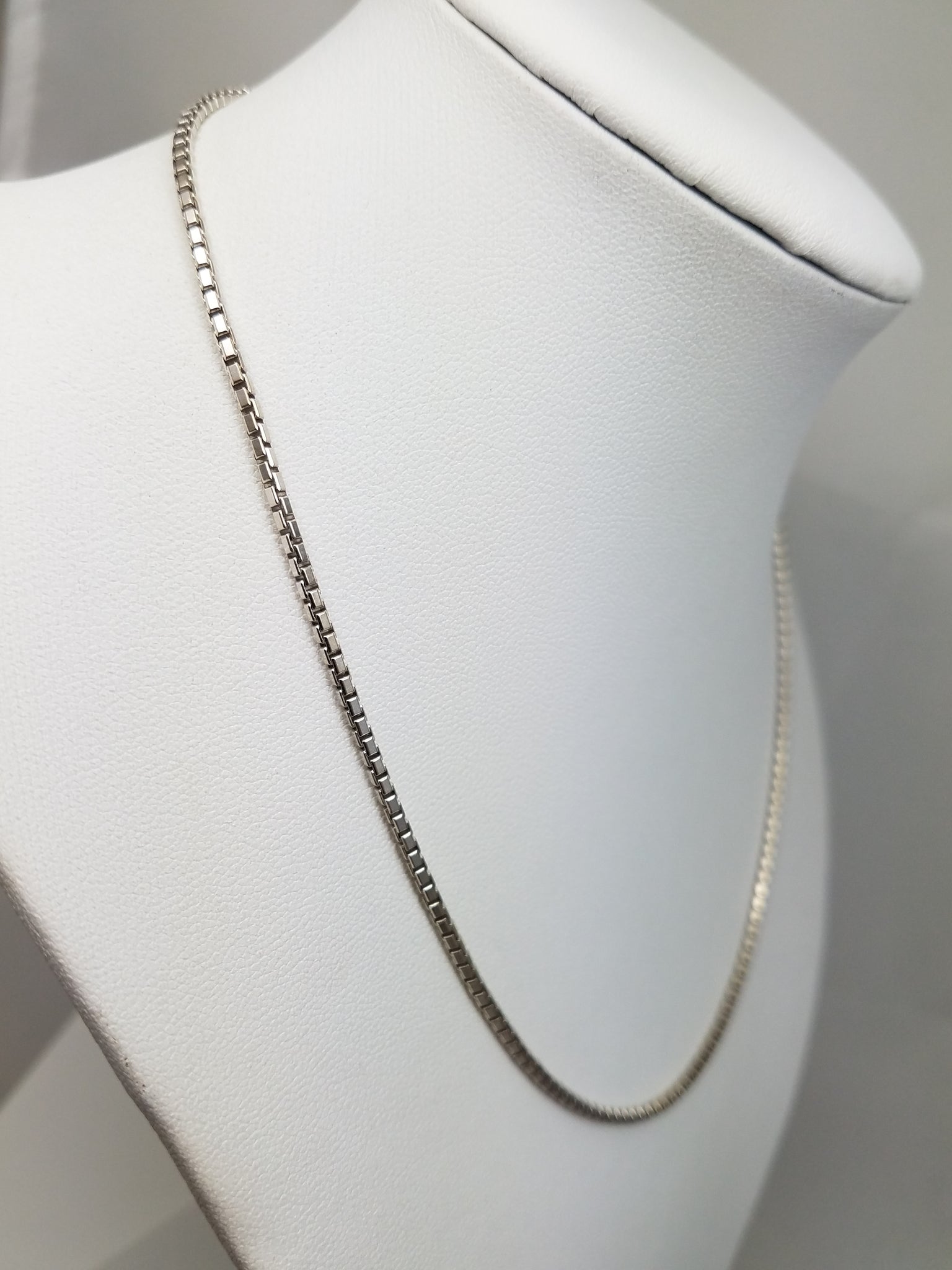 Cool 16" Solid 14k White Gold Fancy Box Link Chain Necklace