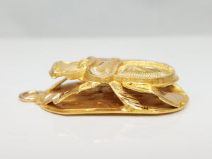 Large 18k Yellow Gold Scarab Pendant