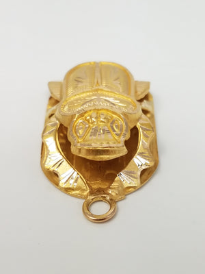 Large 18k Yellow Gold Scarab Pendant