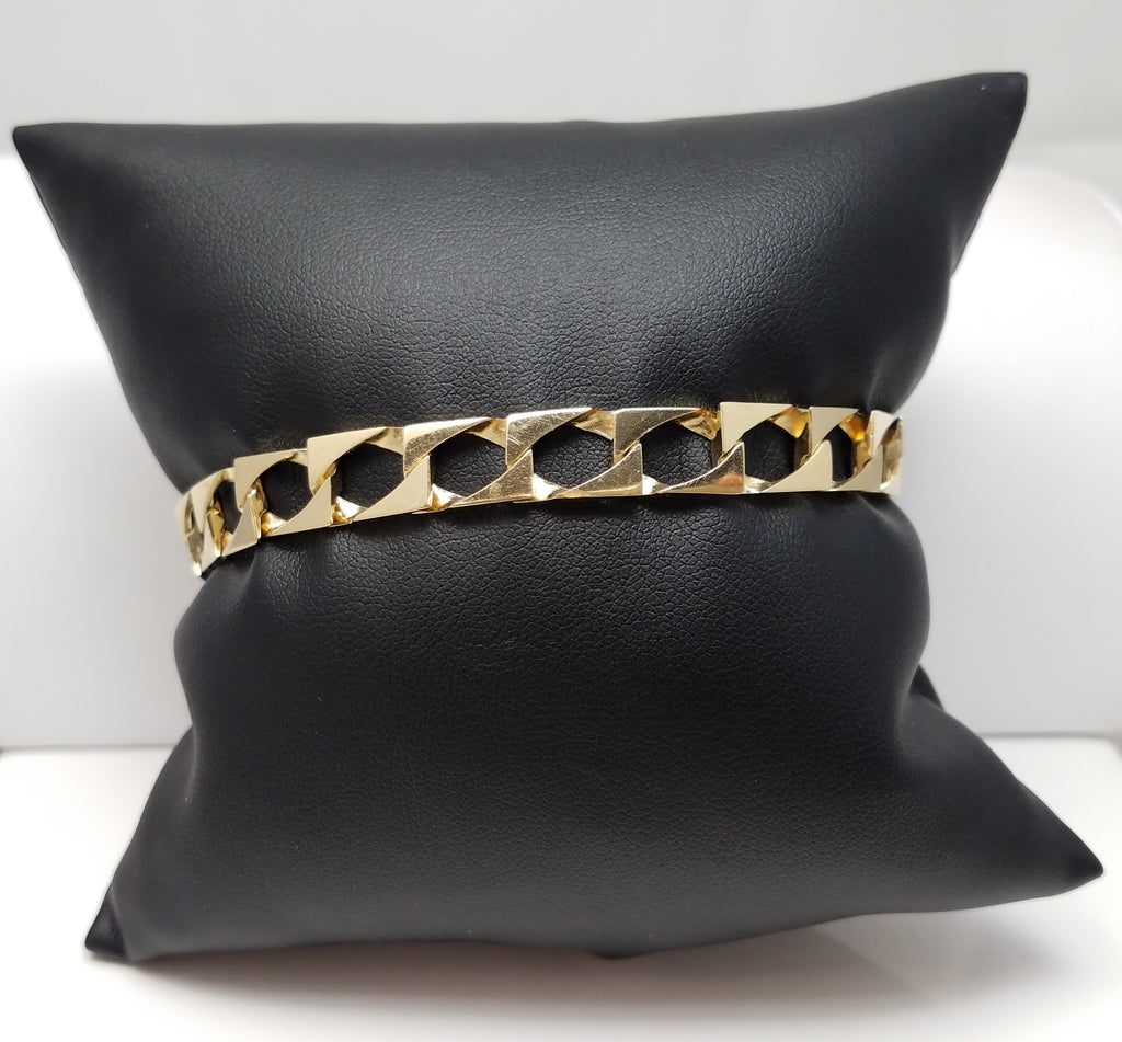 Cool Solid Square Curb Link 14k Yellow Gold 8" Bracelet