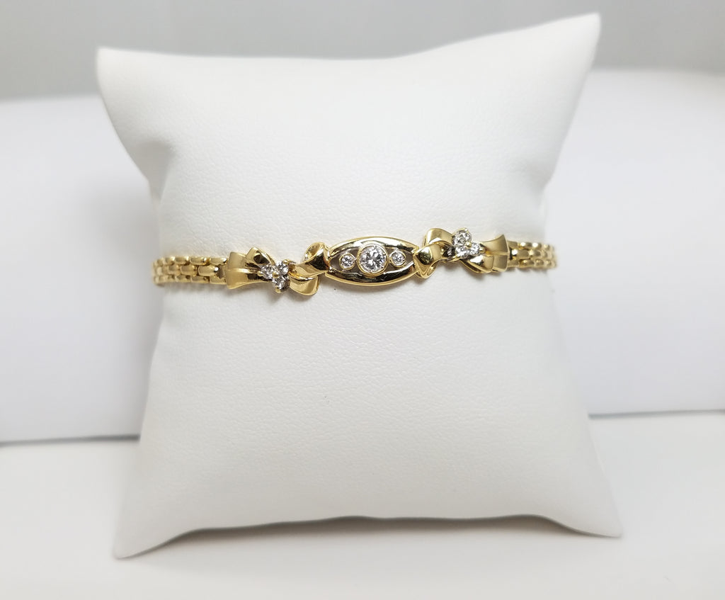 Fancy 7" 18k Yellow Gold Natural Diamond Custom Bracelet