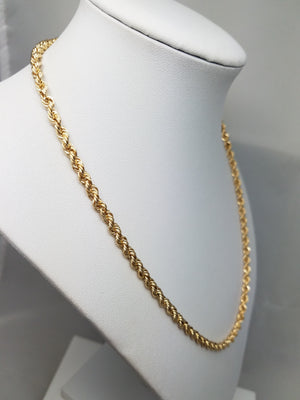 Timeless 14k Yellow Gold 18.5" Hollow Rope Chain