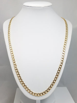 Sporty 24" Hollow 14k Yellow Gold Curb Link Chain Necklace