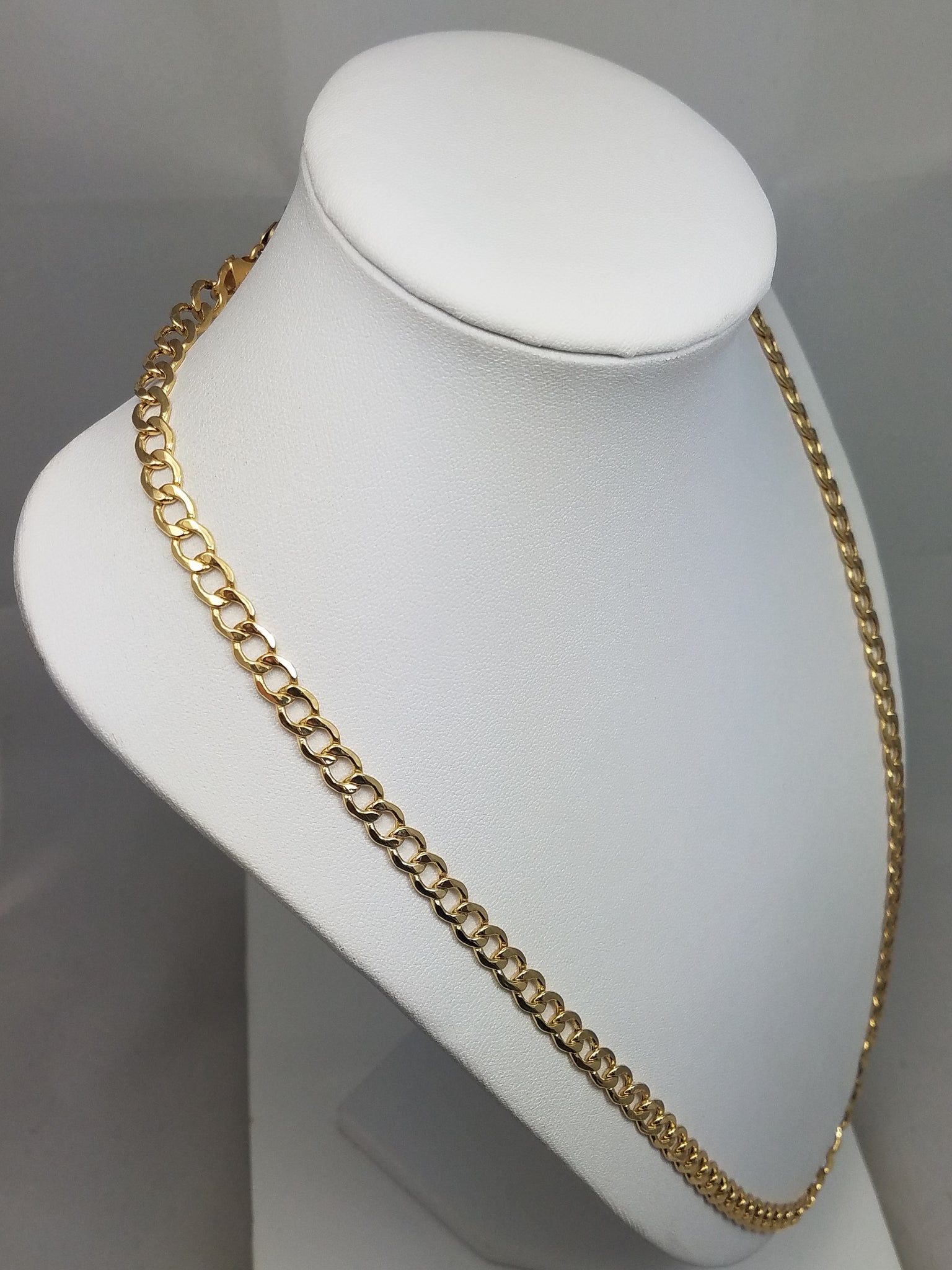 Sporty 24" Hollow 14k Yellow Gold Curb Link Chain Necklace