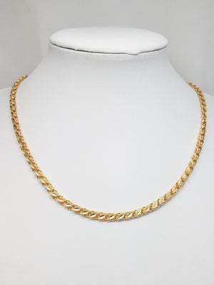 Dazzling 16" Hollow Fancy Link Diamond Cut Chain Necklace