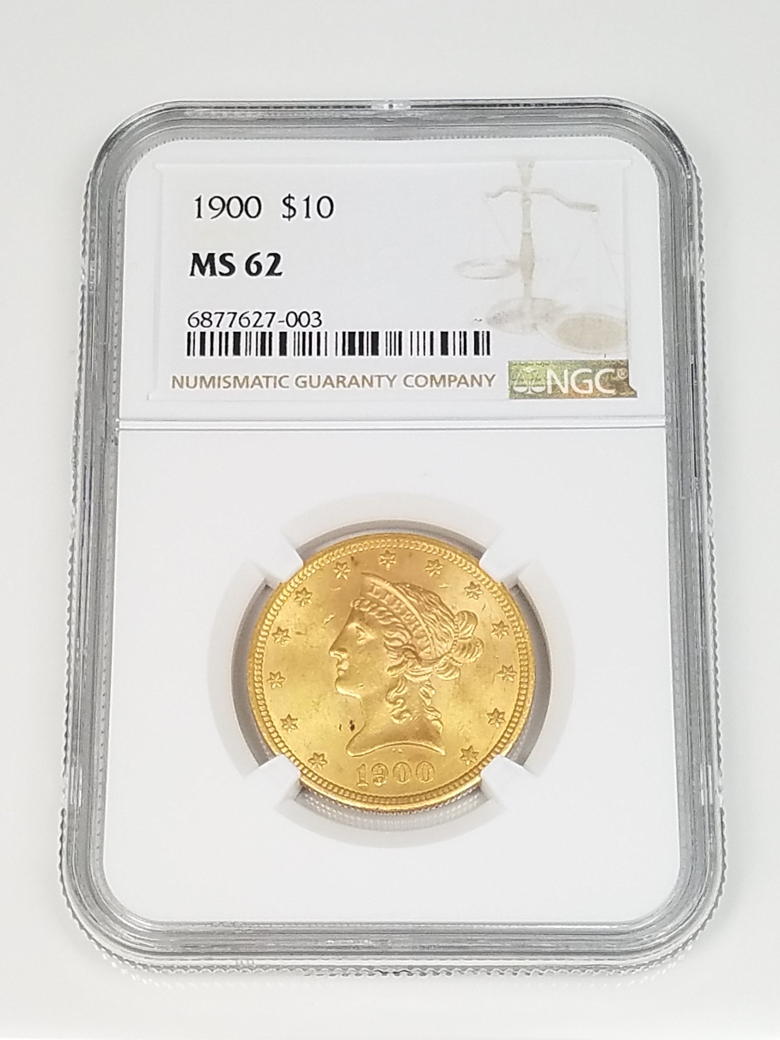 Majestic 1900 US Liberty Head $10 Certified Gold Coin MS-62