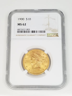 Majestic 1900 US Liberty Head $10 Certified Gold Coin MS-62