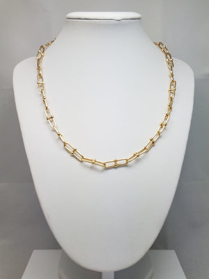 Bold 16"-18" 18k Hollow Yellow Gold Link Chain Necklace