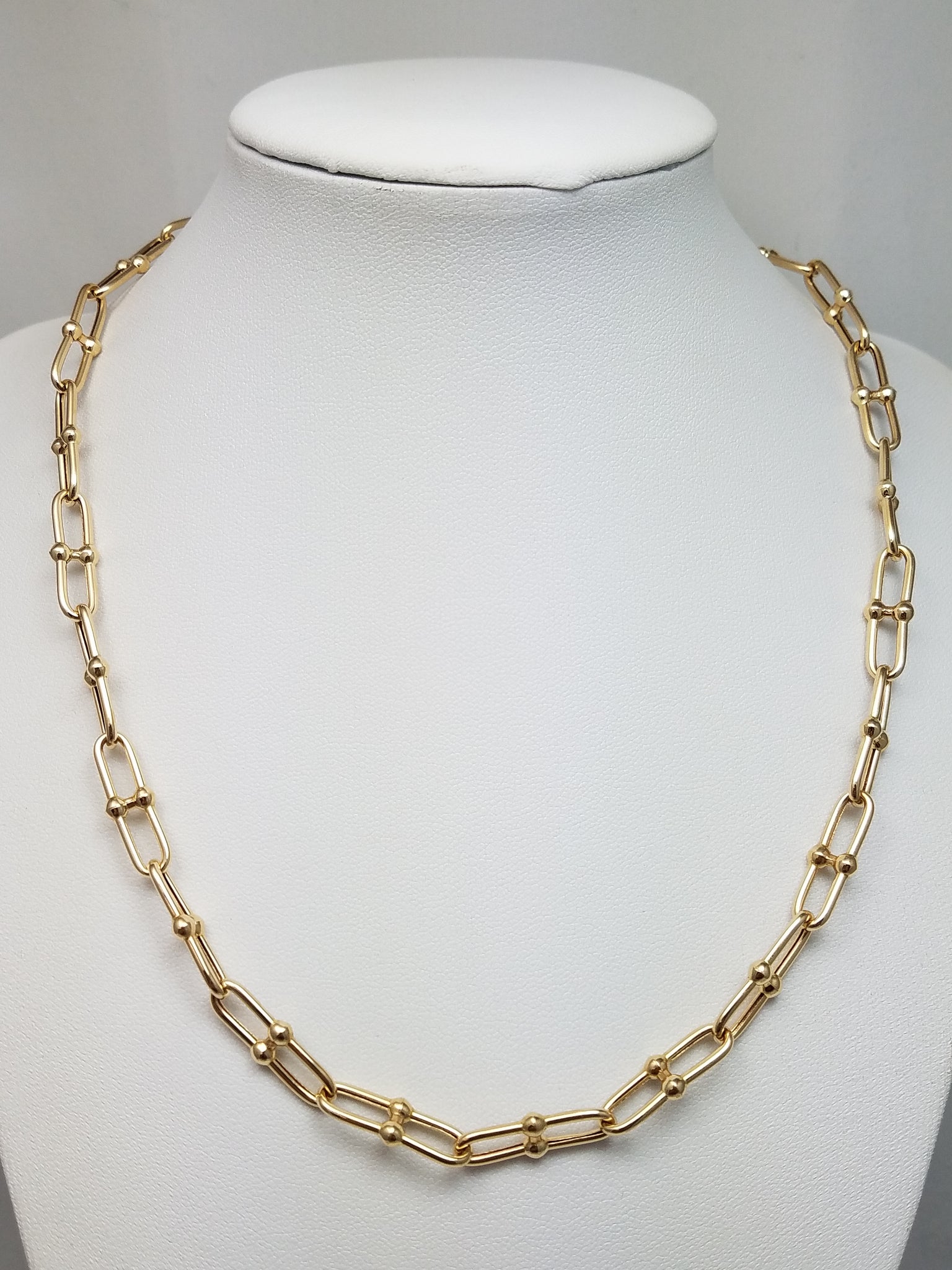 Bold 16"-18" 18k Hollow Yellow Gold Link Chain Necklace