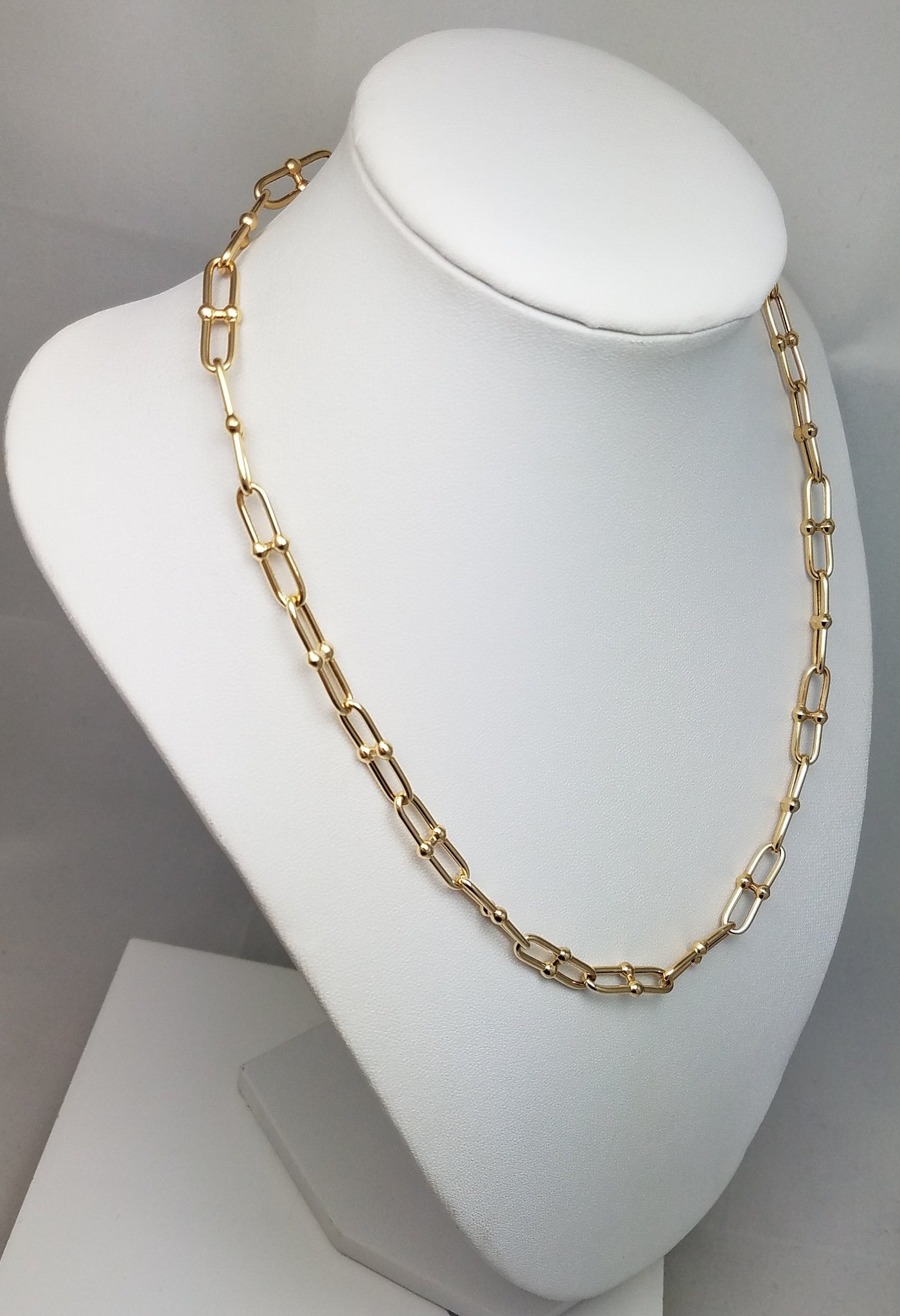 Bold 16"-18" 18k Hollow Yellow Gold Link Chain Necklace