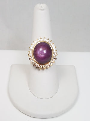 Vintage ~18ct Natural Star Ruby Diamond 14k Yellow Gold Ring