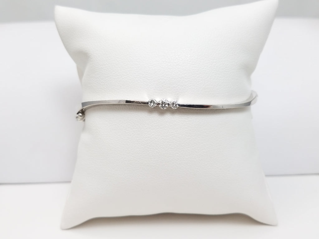 Striking 14k White Gold Diamond Trio Bangle Bracelet