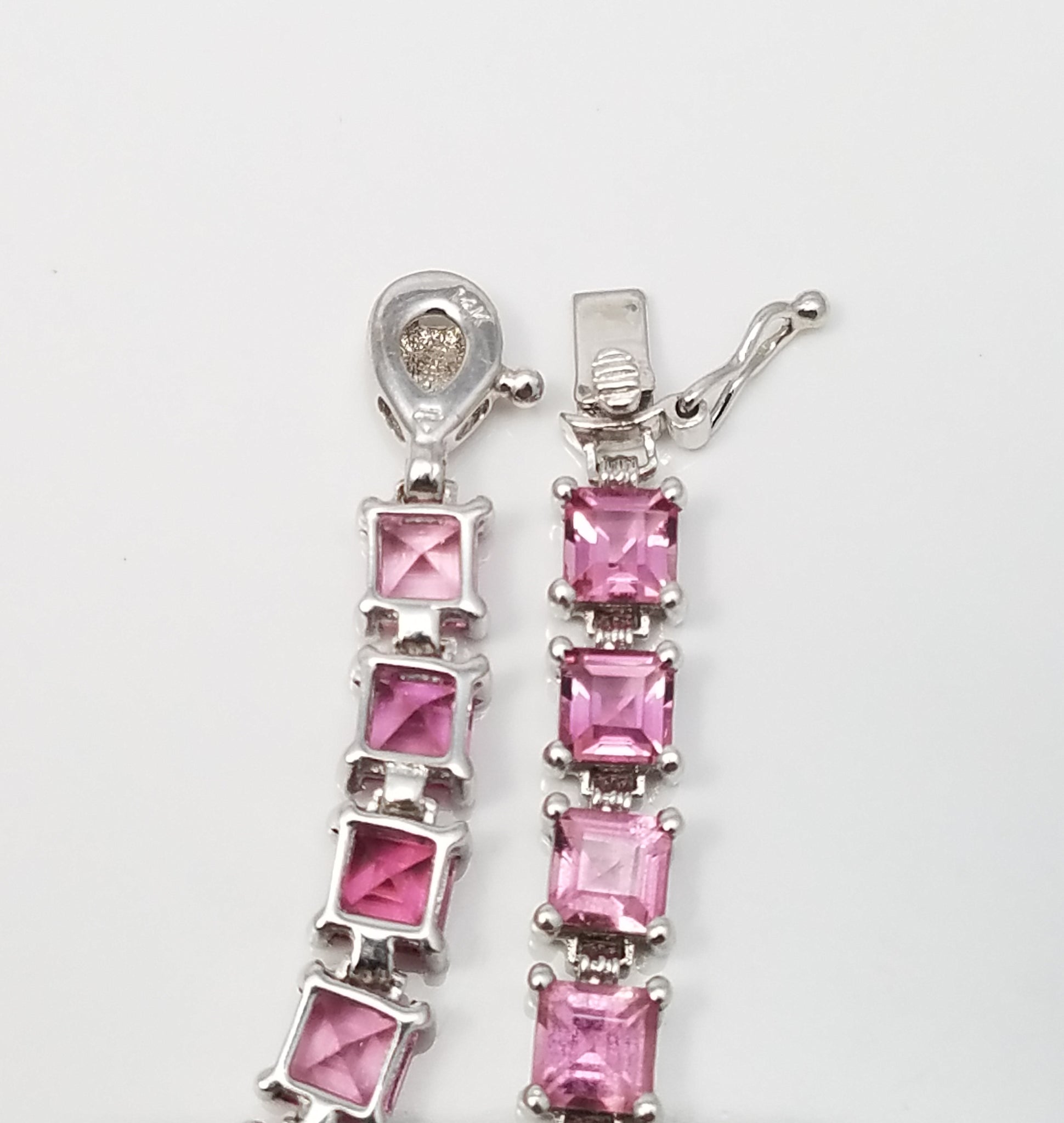Gleaming 7" 14k White Gold Natural Gemstone Tennis Bracelet