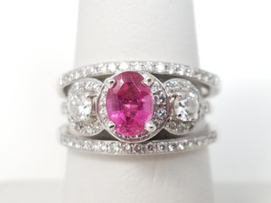 Stunning Pink Tourmaline Natural Diamond 14k White Gold Ring