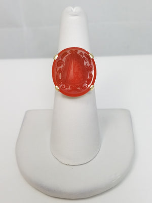 Sophisticated 14k Yellow Gold Vintage Large Wax Intaglio Seal Ring
