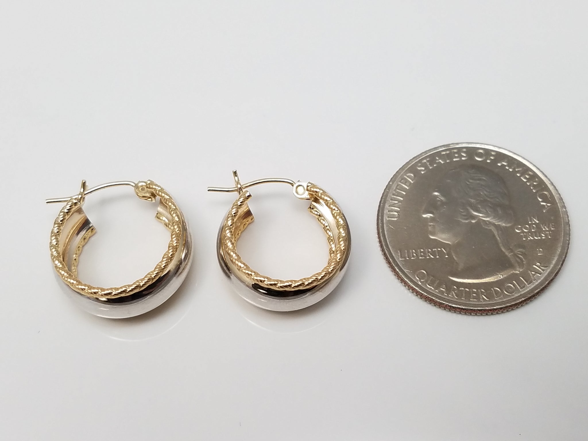 Snazzy 14k Two Tone Gold Mini Hoop Earrings