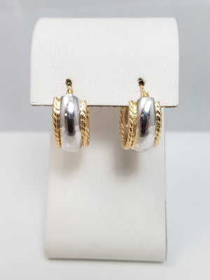 Snazzy 14k Two Tone Gold Mini Hoop Earrings