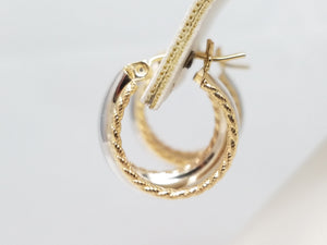 Snazzy 14k Two Tone Gold Mini Hoop Earrings