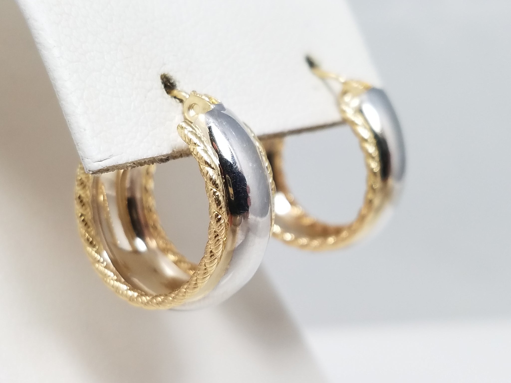 Snazzy 14k Two Tone Gold Mini Hoop Earrings