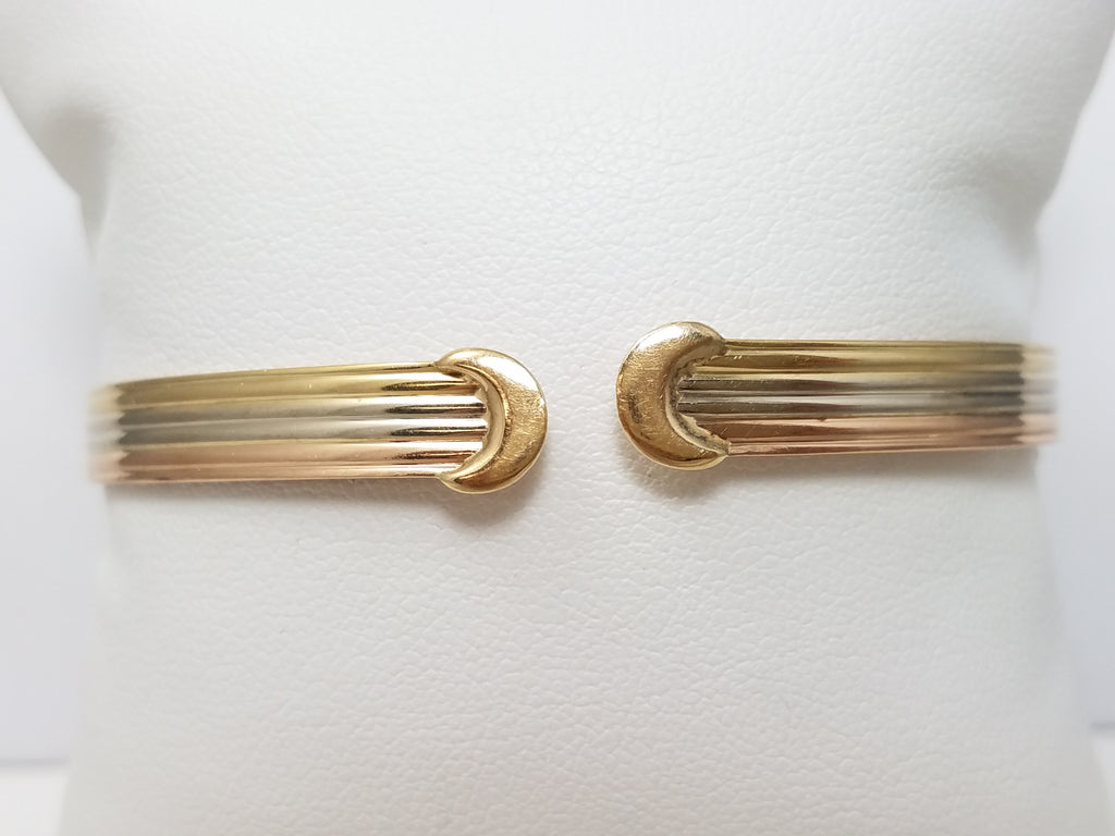Colorful Vintage 14k Tri Color Gold Slip On Bangle Bracelet