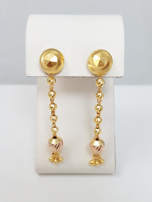 Dazzling 22k Two Tone Gold Button Earrings With Dangle Jackets