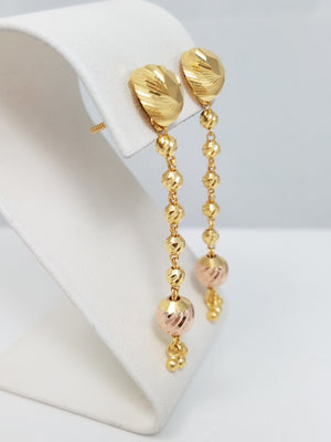 Dazzling 22k Two Tone Gold Button Earrings With Dangle Jackets