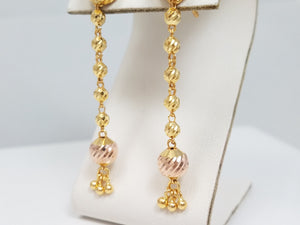 Dazzling 22k Two Tone Gold Button Earrings With Dangle Jackets