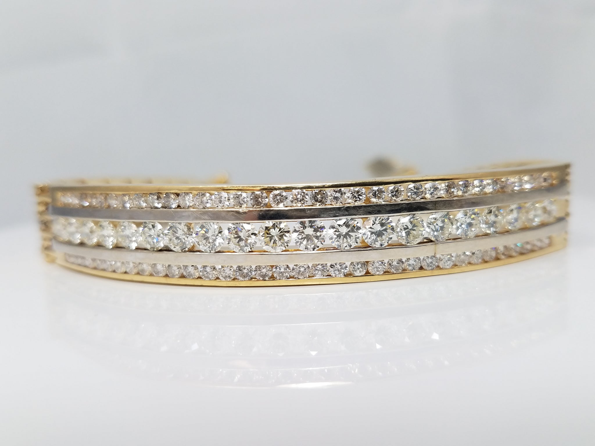 Dazzling 14k Gold 5ctw Natural Diamond 9" Men's Bracelet Italy
