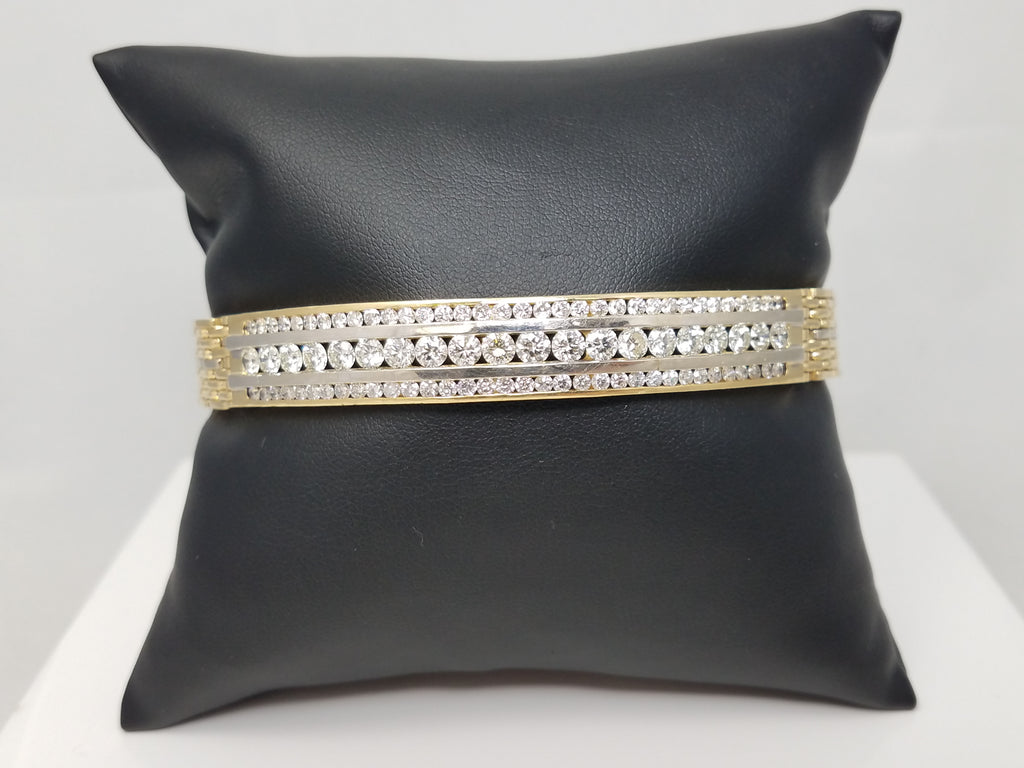 Dazzling 14k Gold 5ctw Natural Diamond 9" Men's Bracelet Italy