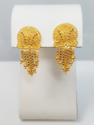Elegant 22k Yellow Gold Dangle Earrings