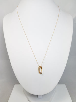 Chic 18" 14k Yellow Gold Natural Diamond Pendant Necklace