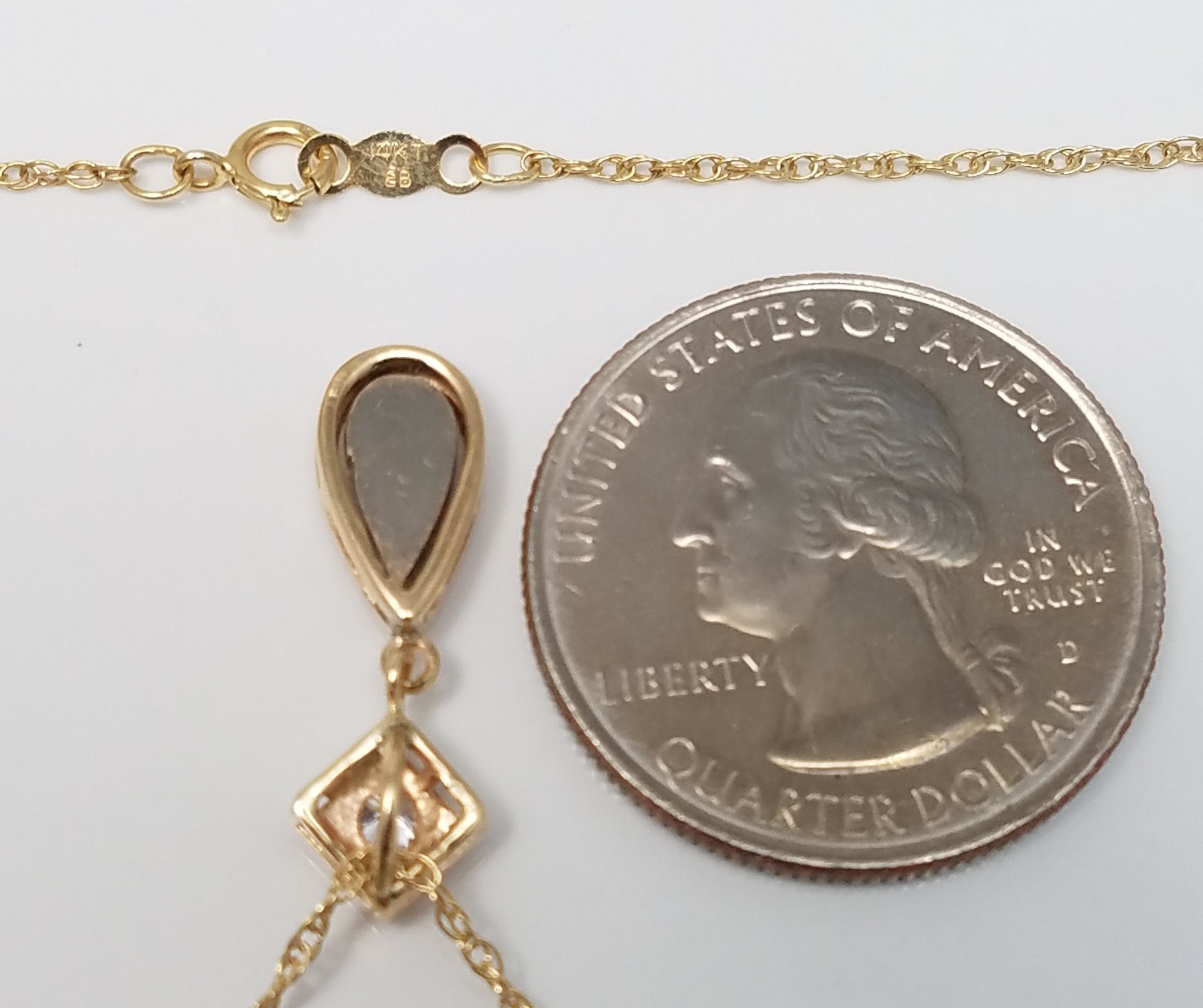 Vintage Natural Diamond 14k Yellow Gold Pendant 18" Necklace