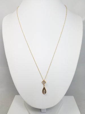Vintage Natural Diamond 14k Yellow Gold Pendant 18" Necklace