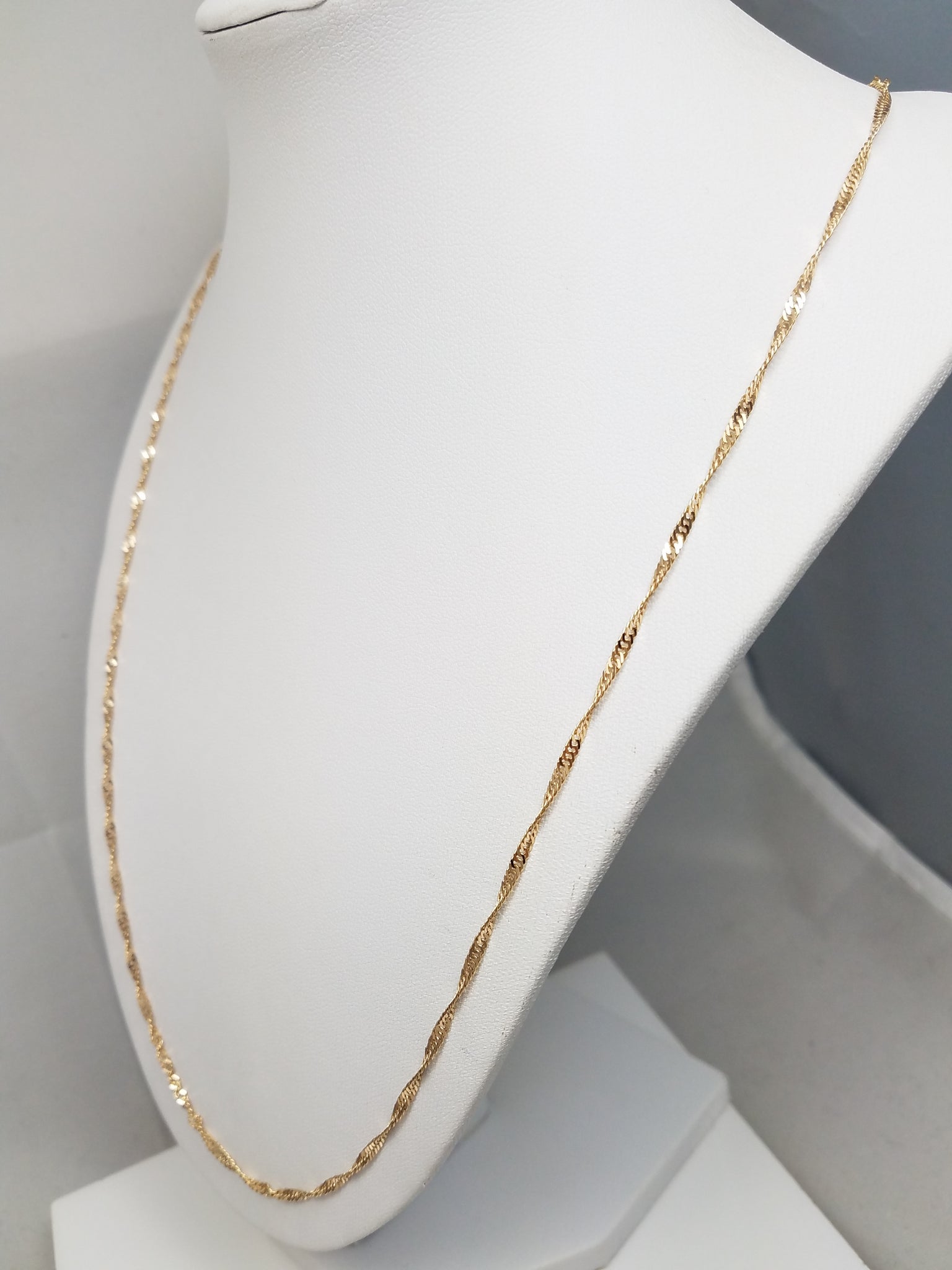 Dazzling Solid 14k Yellow Gold Singapore Link 24" Italian Chain