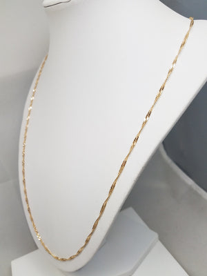 Dazzling Solid 14k Yellow Gold Singapore Link 24" Italian Chain